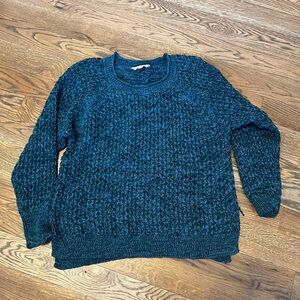 Time and Tru Textured Teal Sweater